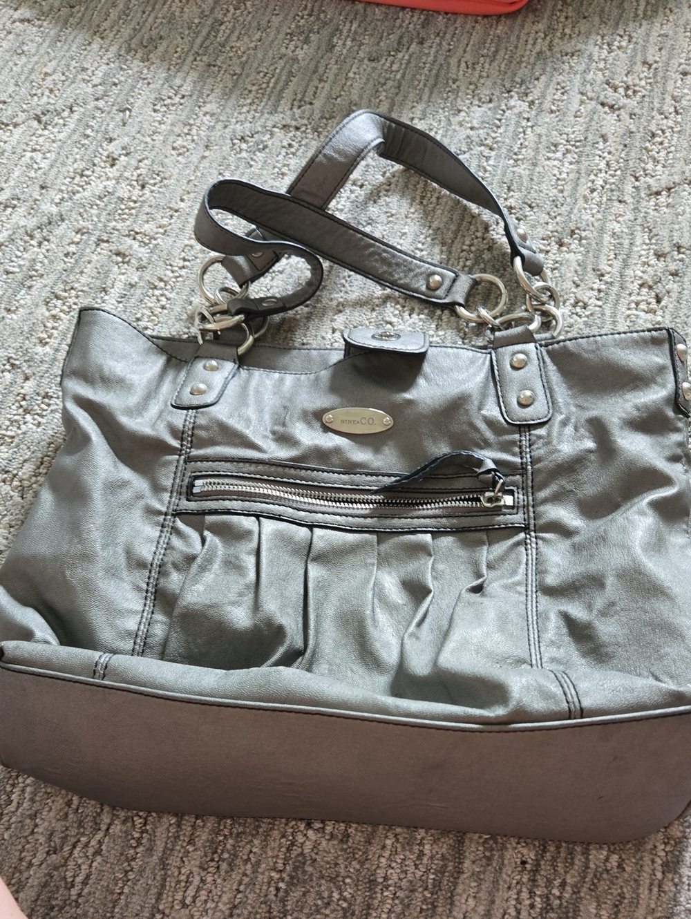 Nine & Co. Metallic Silver Shopper Tote